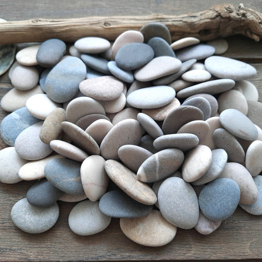 Bulk of 100 Beach Pebbles, Flat & Colorful Genuine Beach Stones
