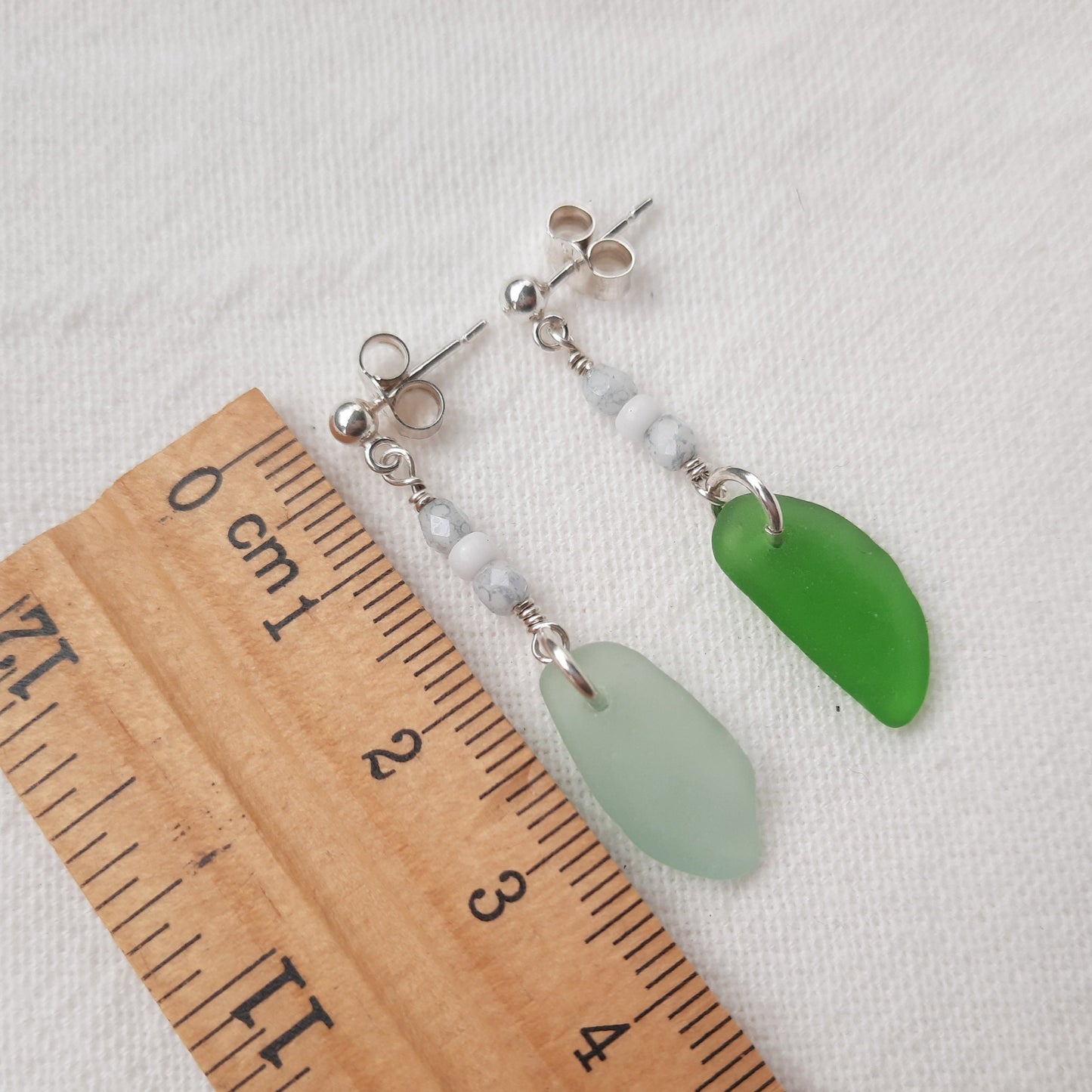 Mismatch Sea Glass Boho Earrings