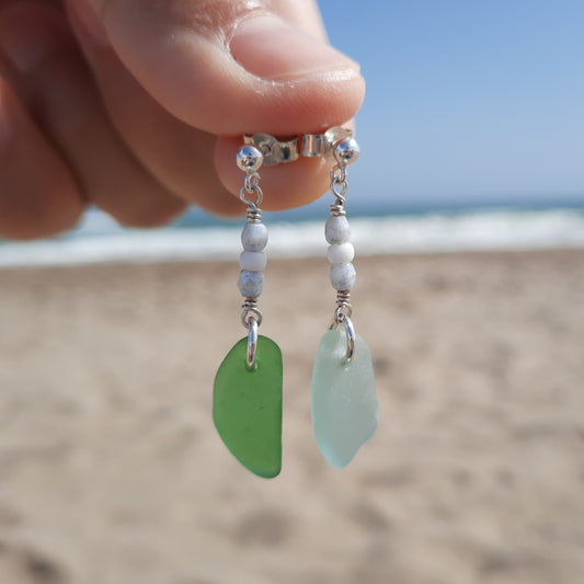 Mismatch Sea Glass Boho Earrings