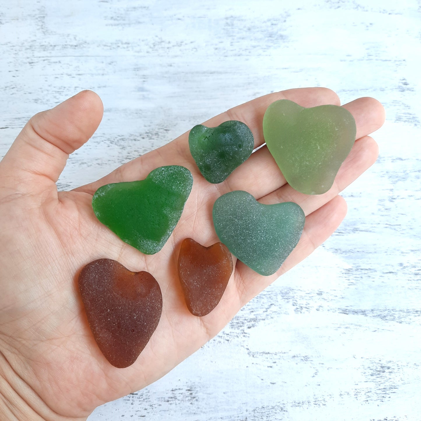 Large Heart Shaped Sea Glass - 6 pieces