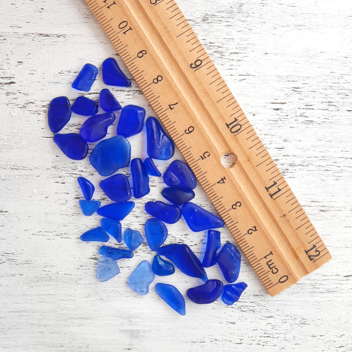 Cobalt Blue Tiny Genuine Sea Glass - Craft Quality - 34 pieces