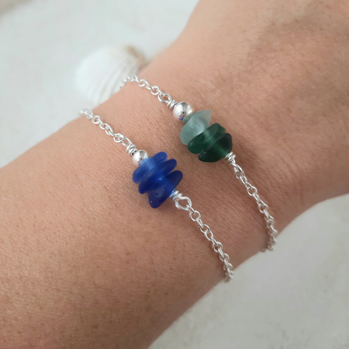 Sterling Silver & Sea Glass Bracelet
