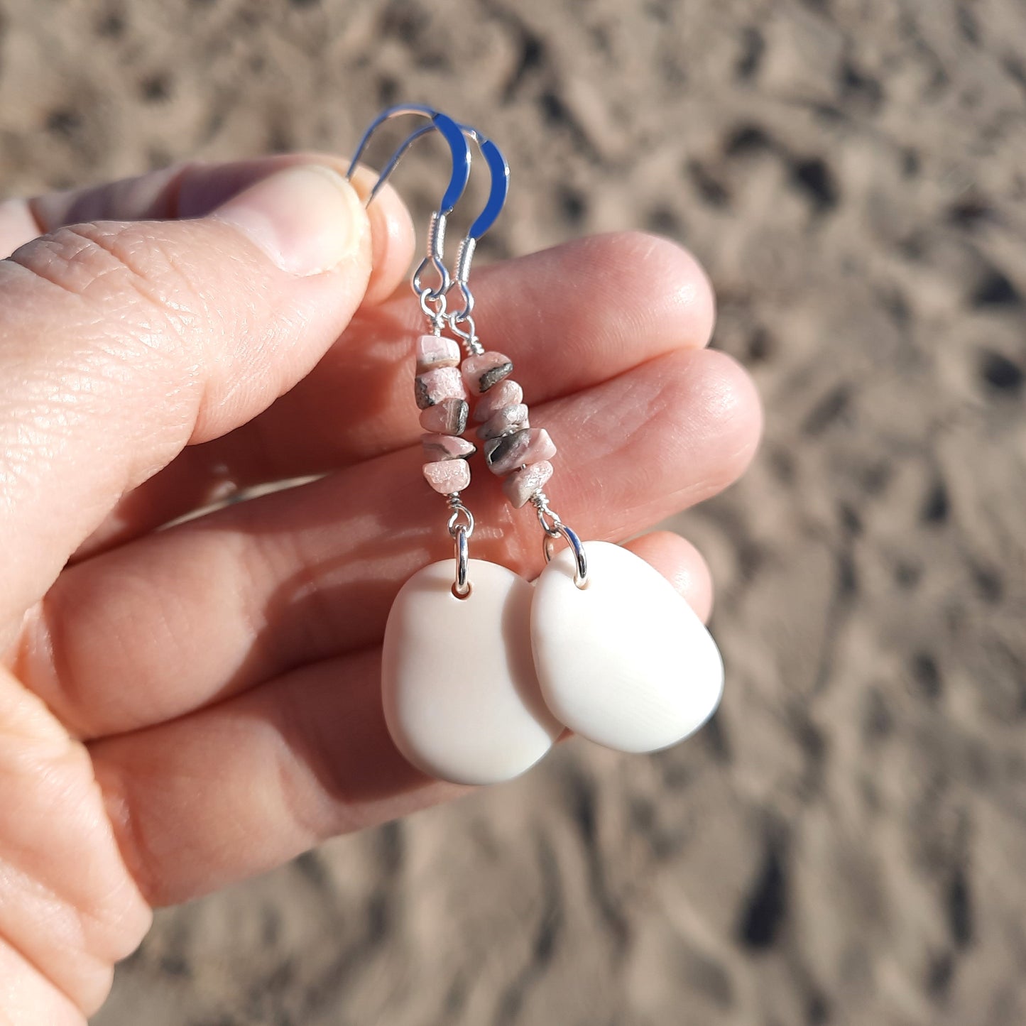 Sea Shell & Rhodonite Statement Earrings