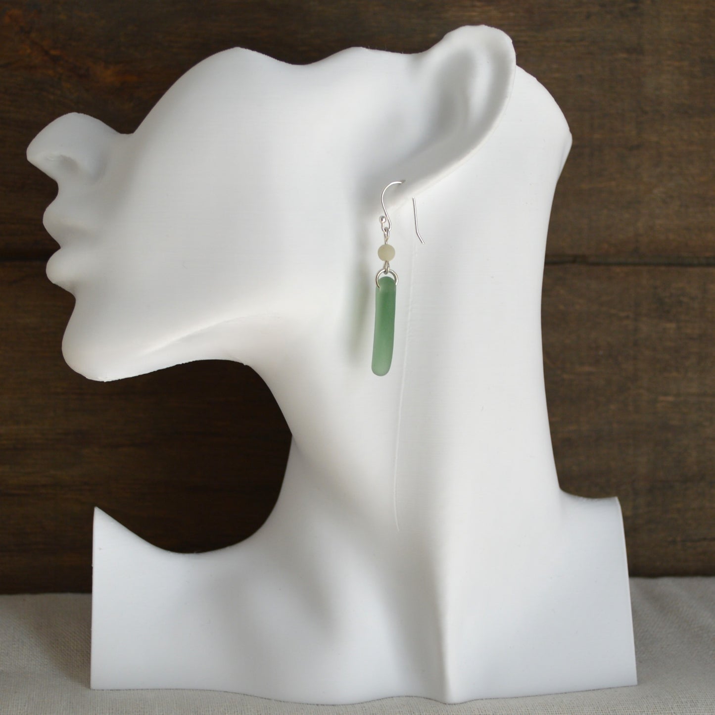 Sea Green Triangle Sea Glass Dangle Earrings