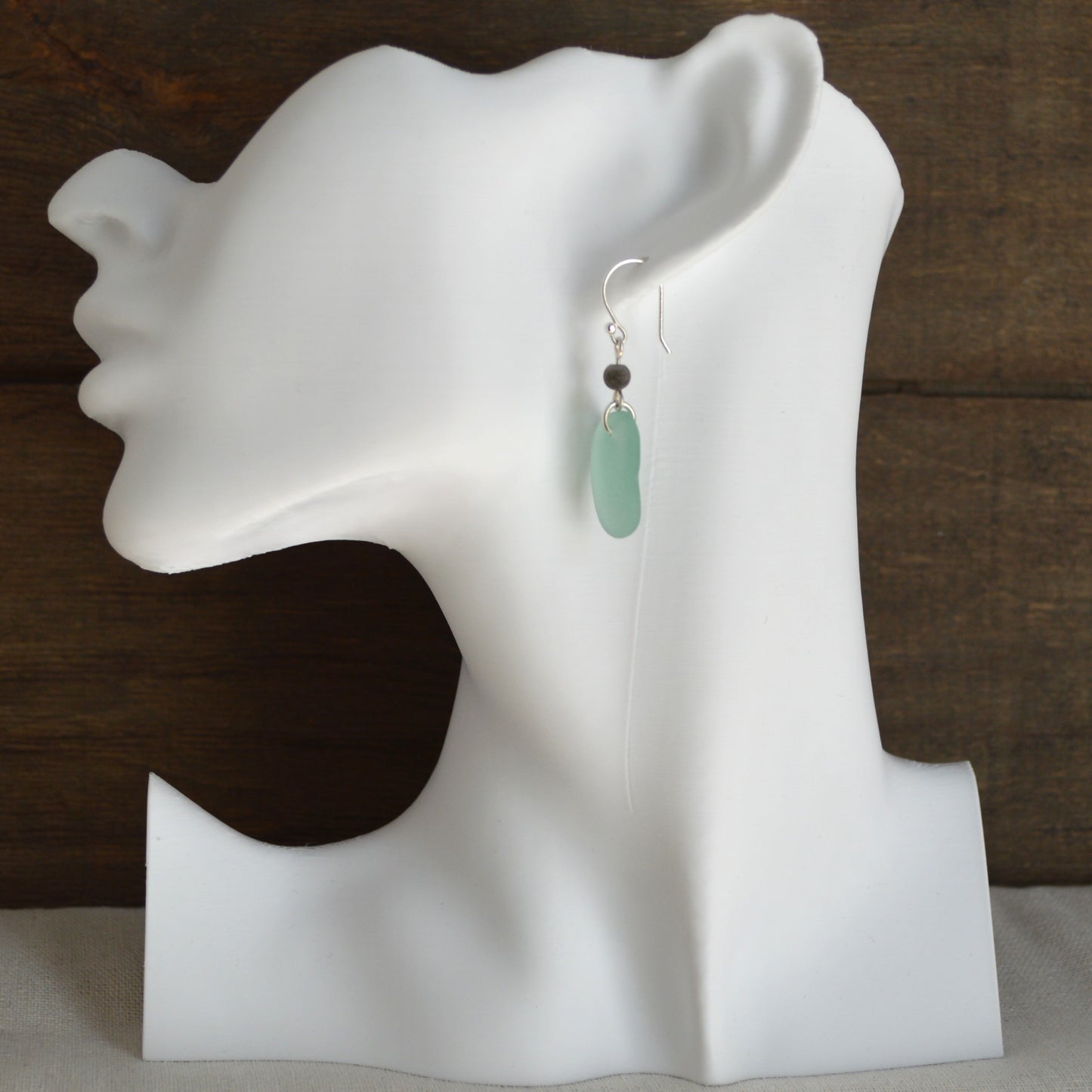 Seafoam Triangle Sea Glass Dangle Earrings