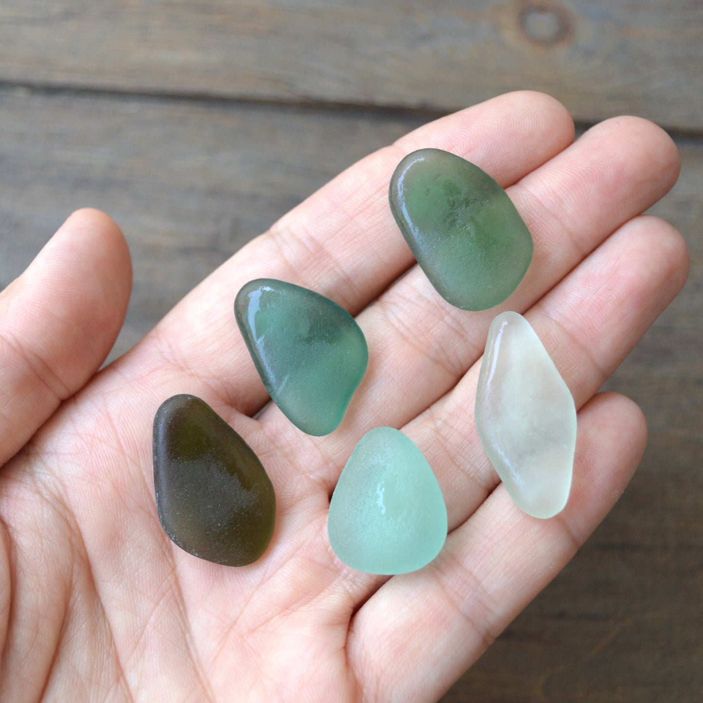 Green Sea Glass Pendant Set -5 pieces