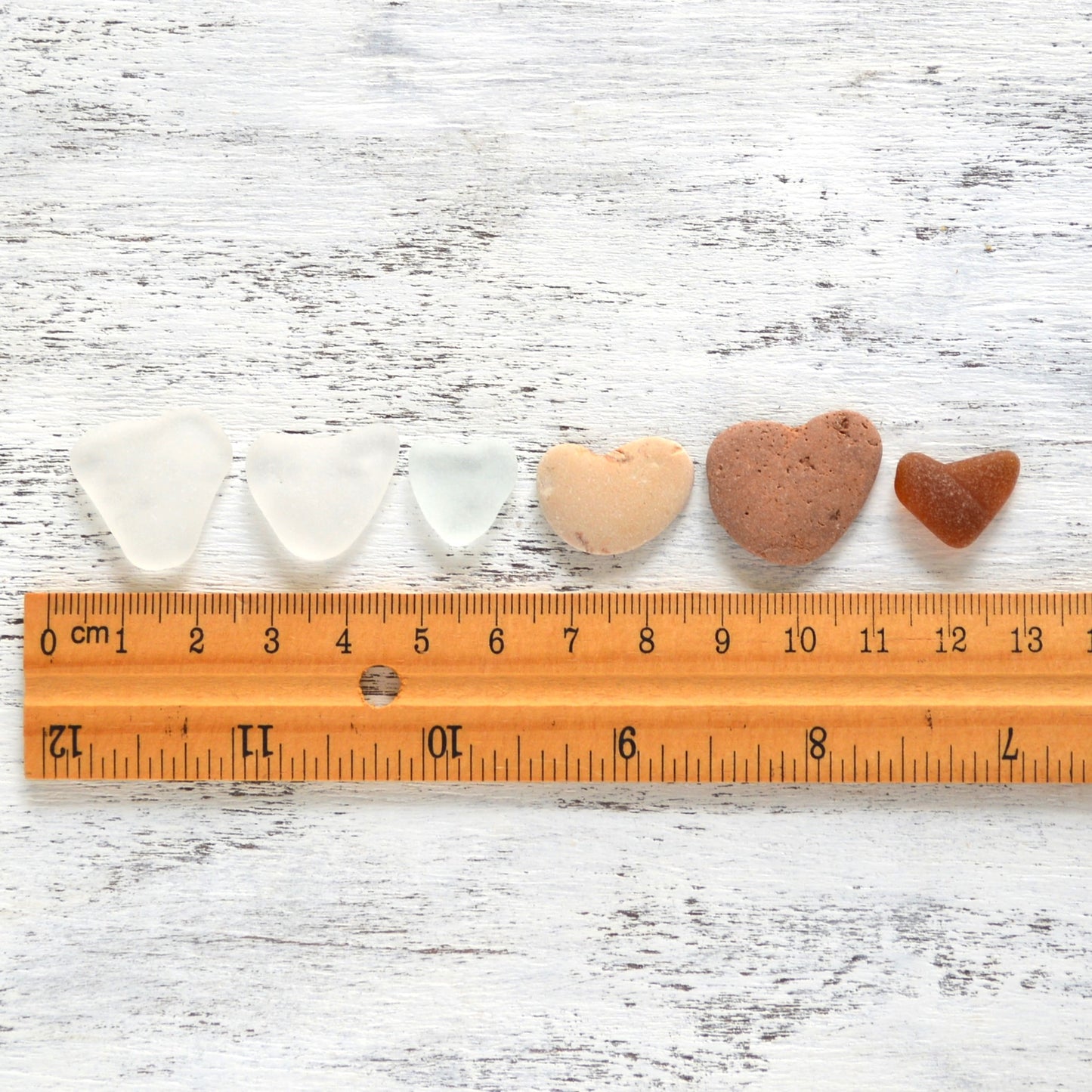 Heart Shaped Sea Glass & Pebbles - 6 pieces