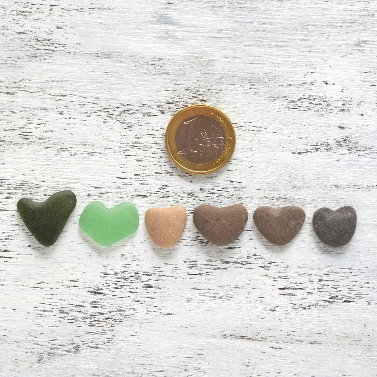 Heart Shaped Sea Glass & Pebbles - 6 pieces