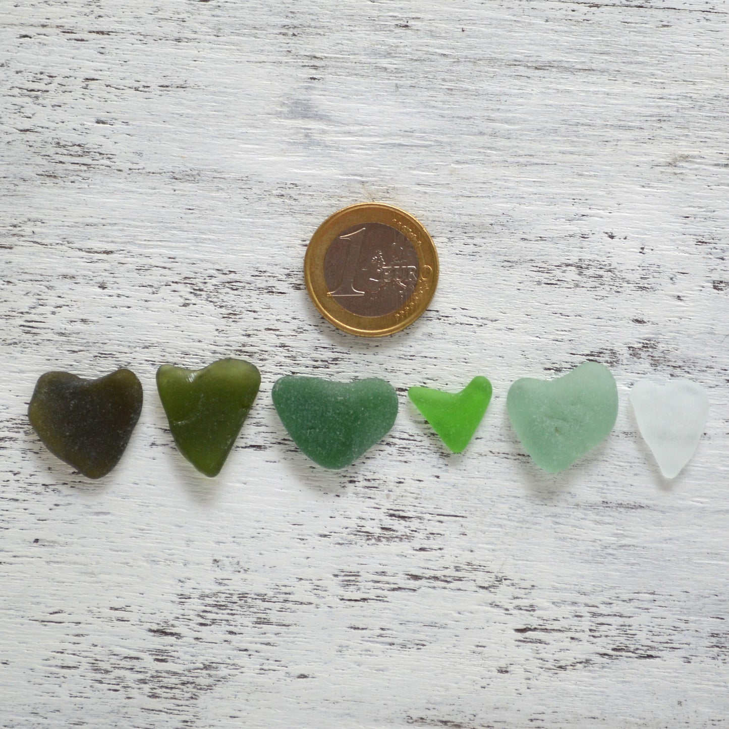 Heart Shaped Sea Glass - 6 pieces