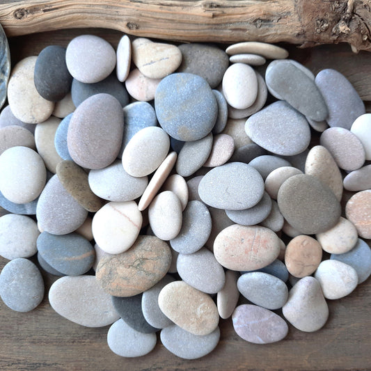 Bulk of 100 Beach Pebbles, Flat & Colorful Genuine Beach Stones