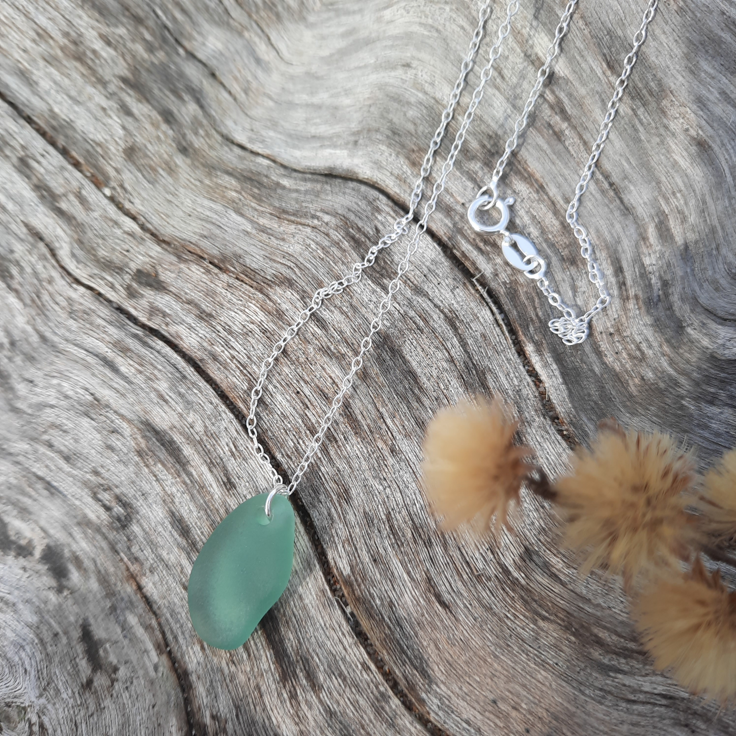 Sea Green Sea Glass Pendant Necklace