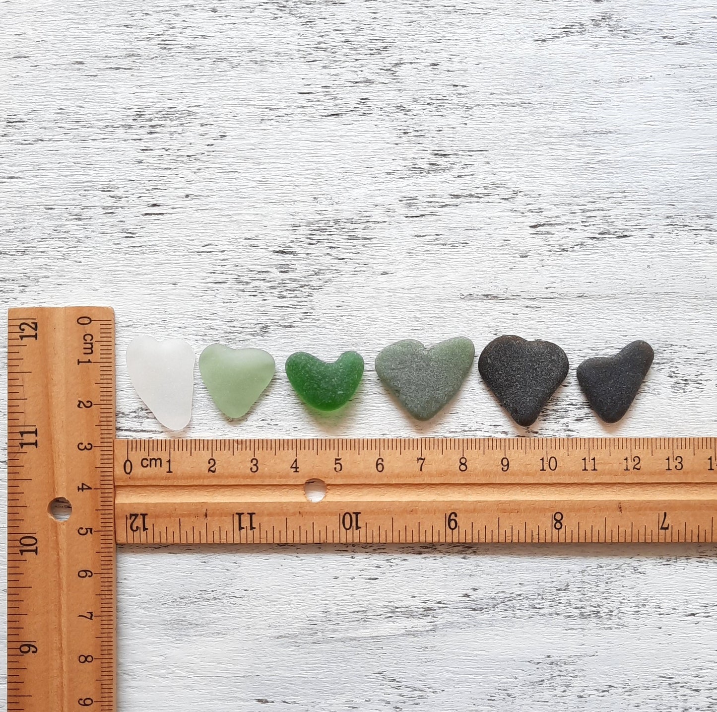 Heart Shaped Sea Glass - 6 pieces
