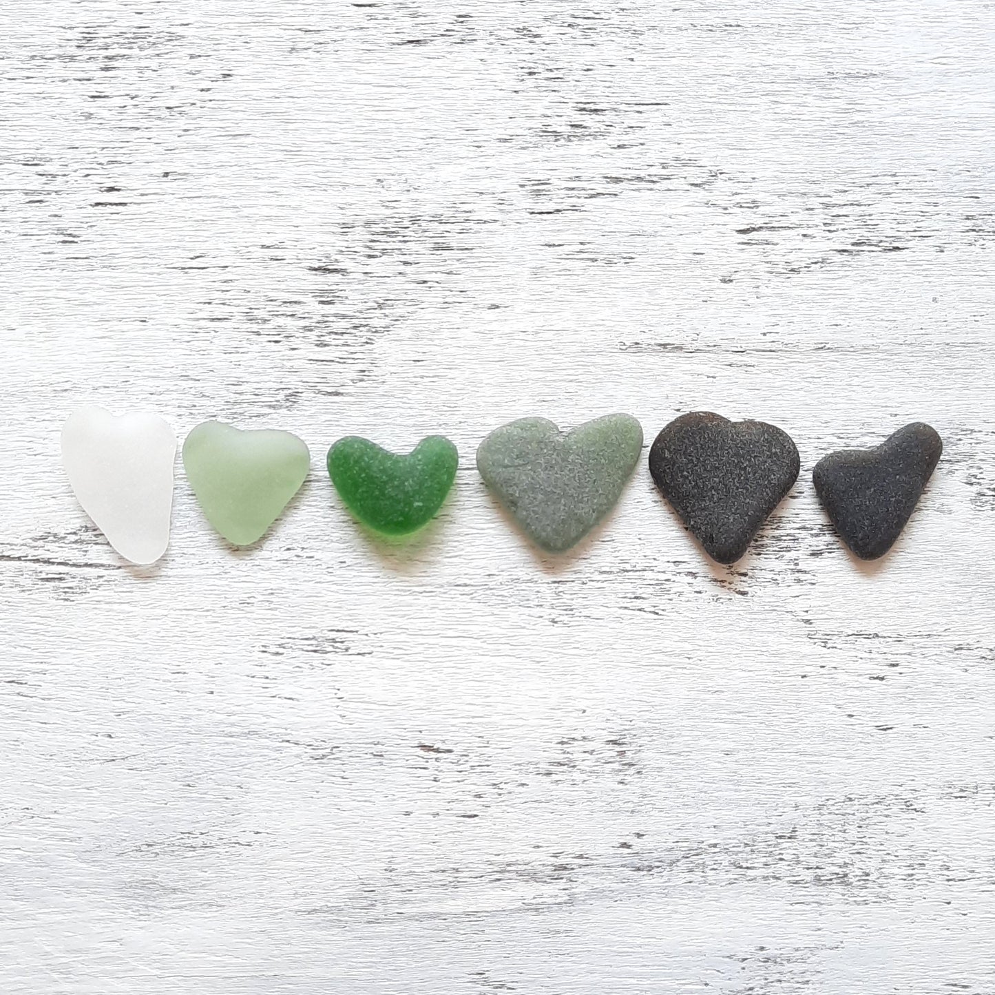 Heart Shaped Sea Glass - 6 pieces