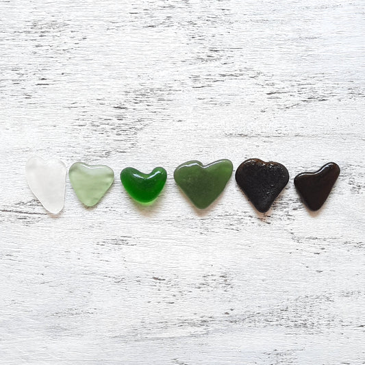 Heart Shaped Sea Glass - 6 pieces