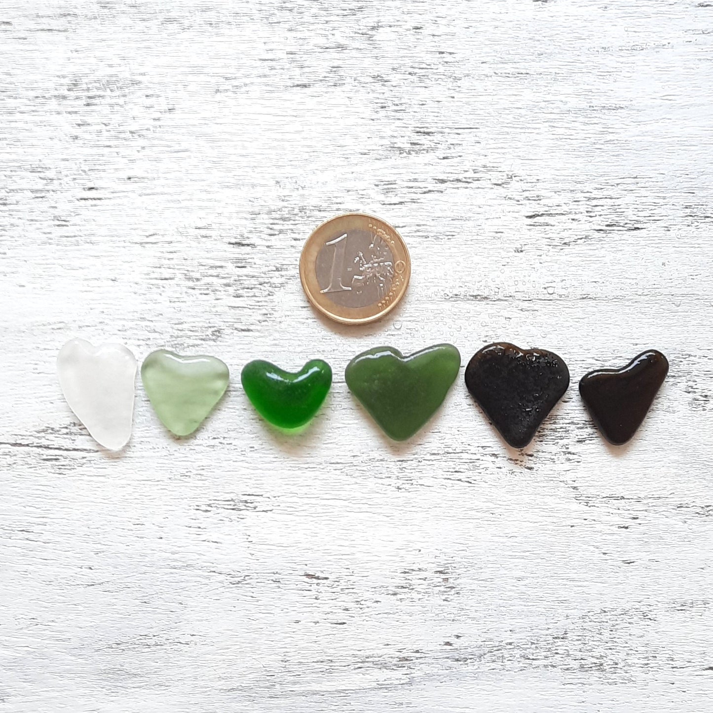 Heart Shaped Sea Glass - 6 pieces