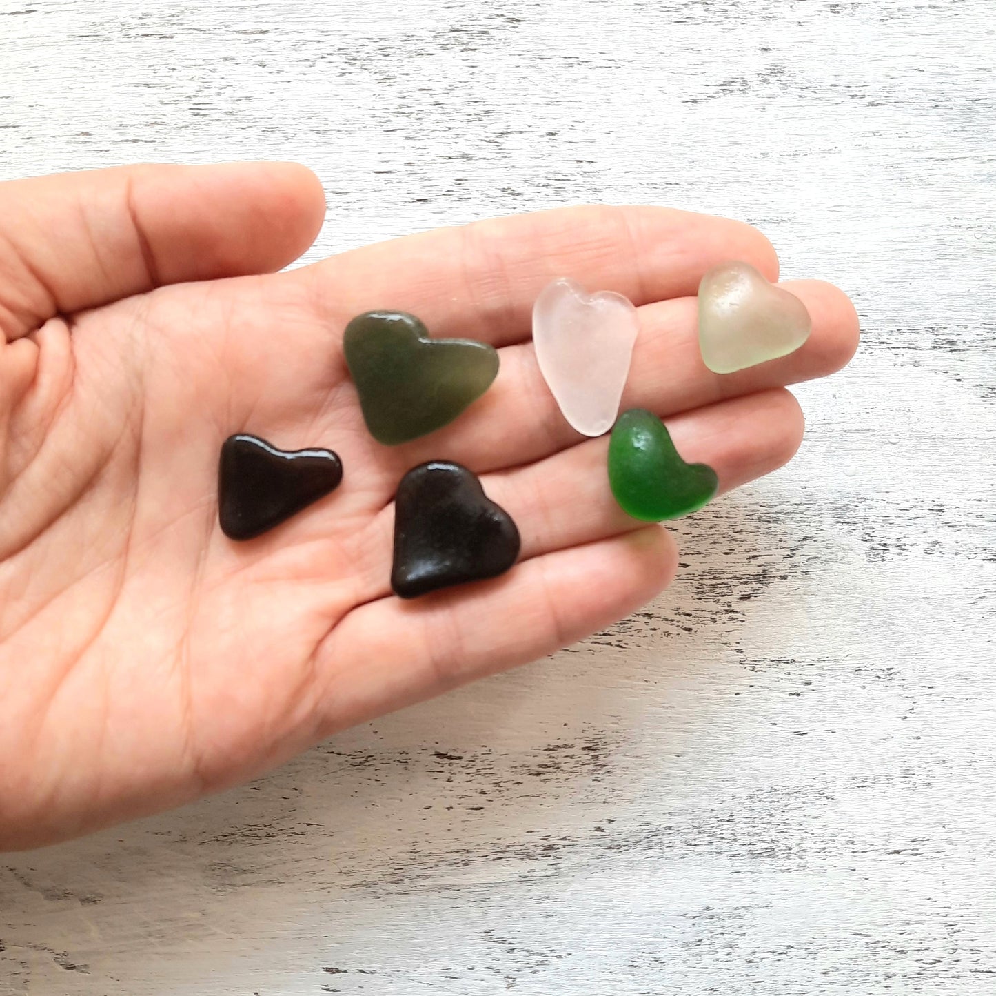 Heart Shaped Sea Glass - 6 pieces