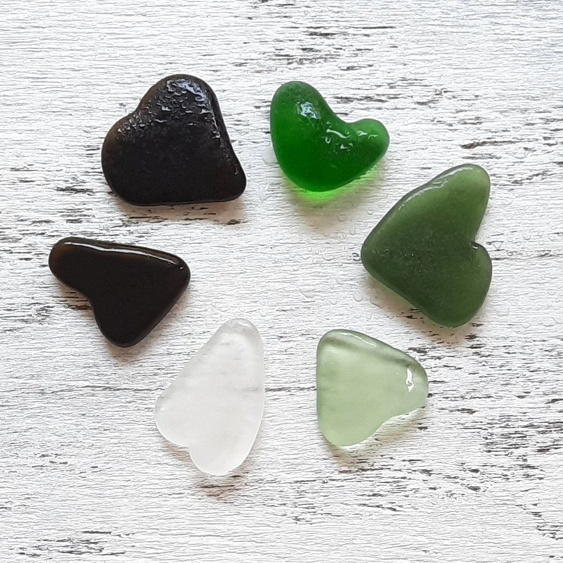 Heart Shaped Sea Glass - 6 pieces
