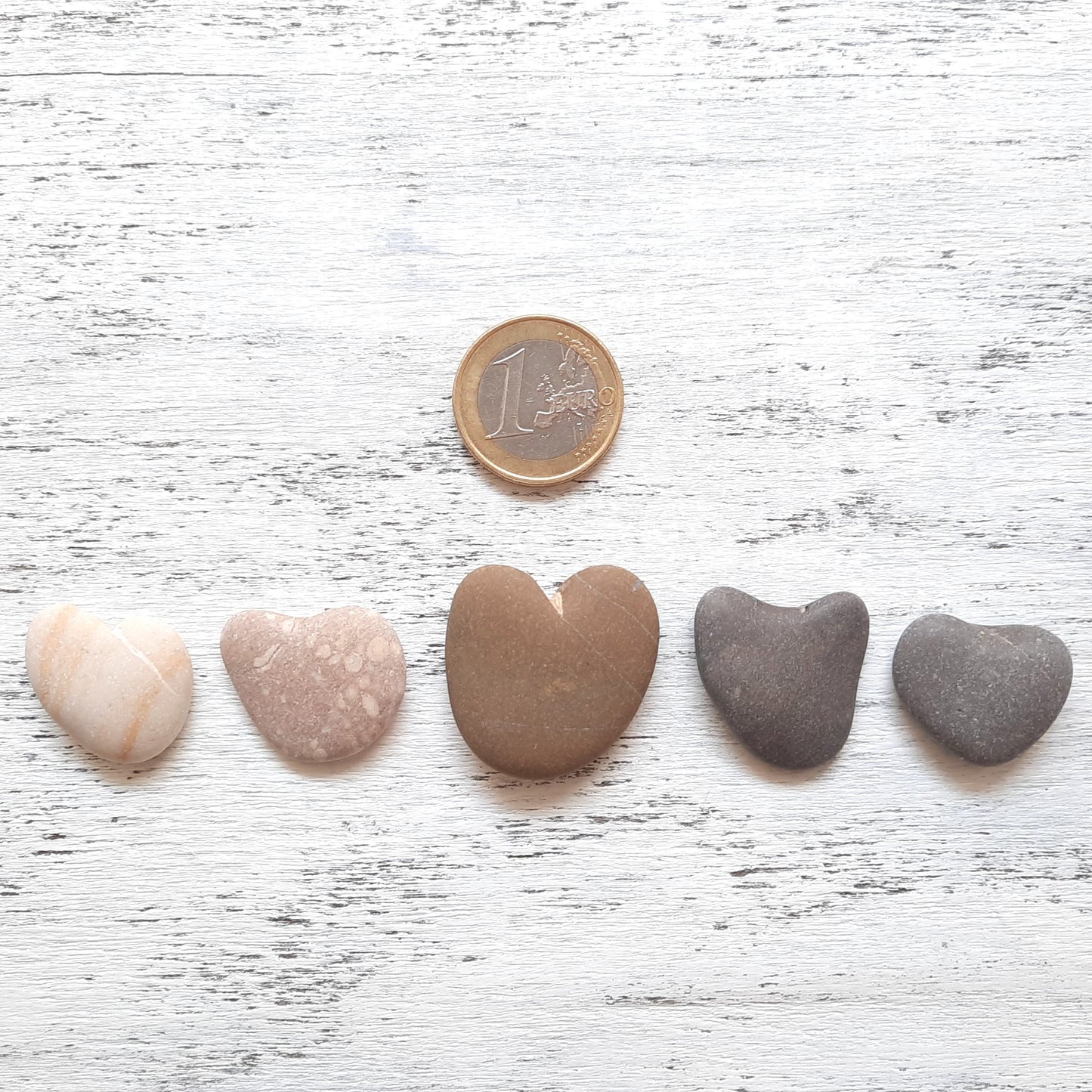 Heart Shaped Beach Pebbles - 5 pieces