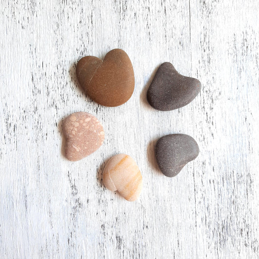 Heart Shaped Beach Pebbles - 5 pieces