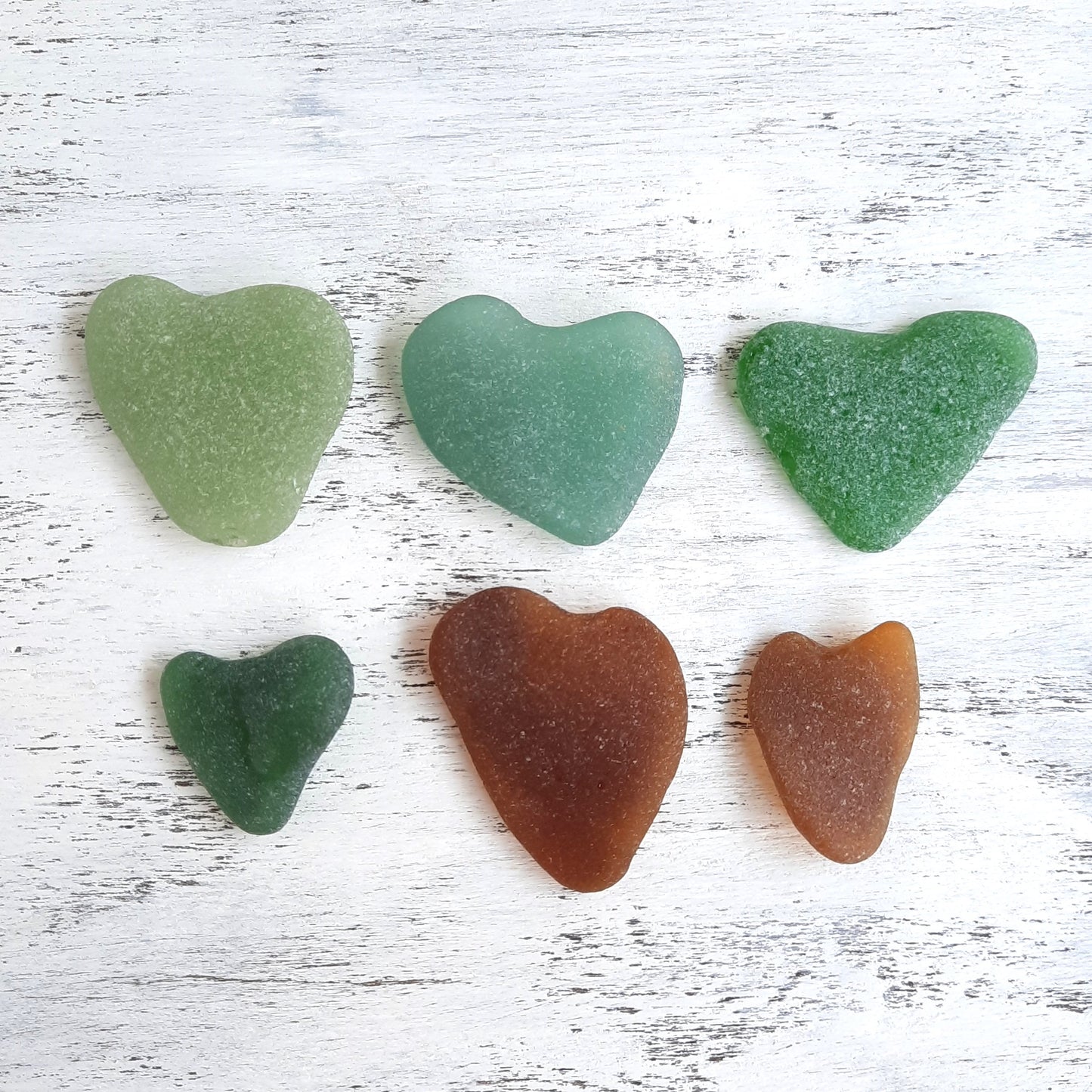 Large Heart Shaped Sea Glass - 6 pieces