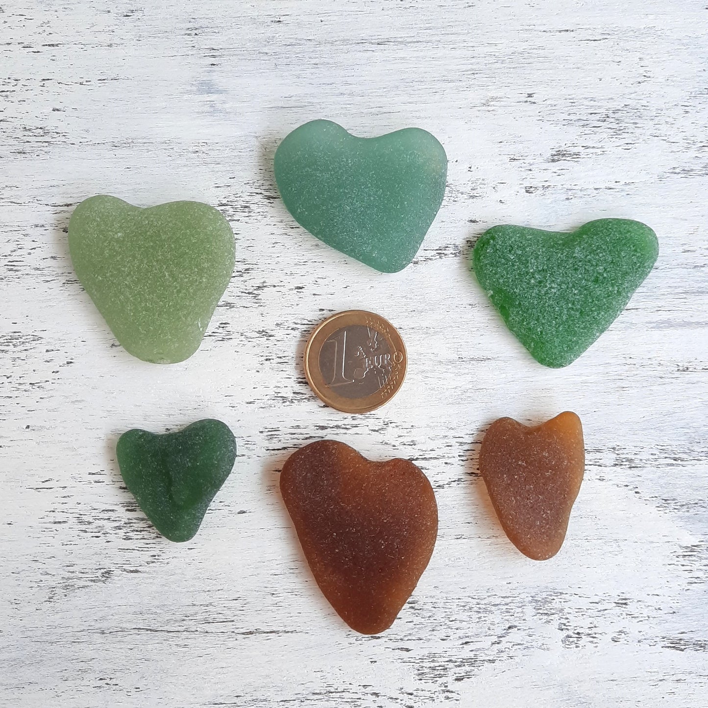 Large Heart Shaped Sea Glass - 6 pieces