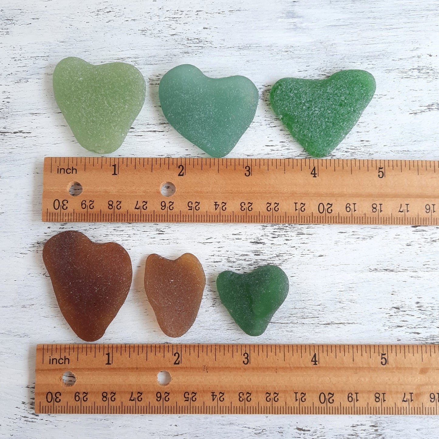 Large Heart Shaped Sea Glass - 6 pieces