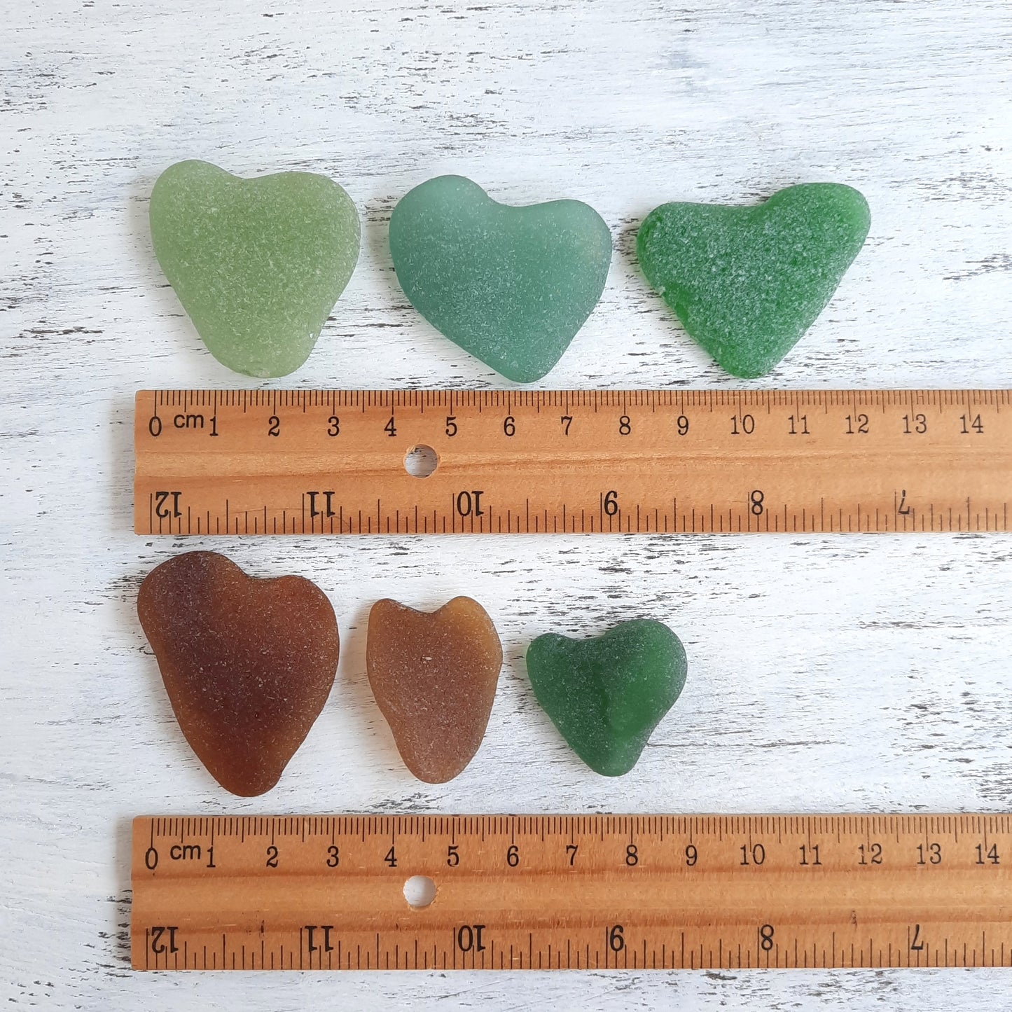 Large Heart Shaped Sea Glass - 6 pieces
