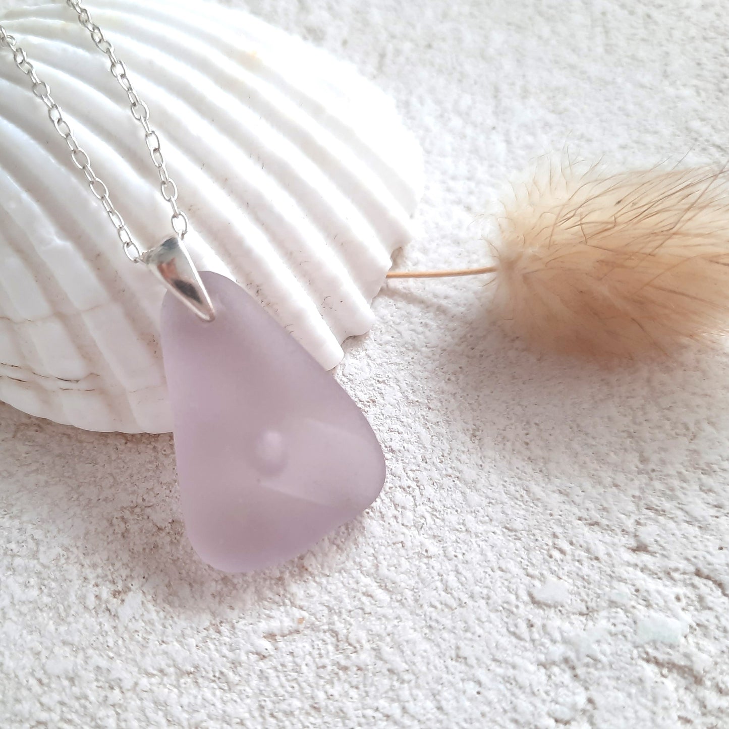 Lavender Sea Glass Pendant Necklace