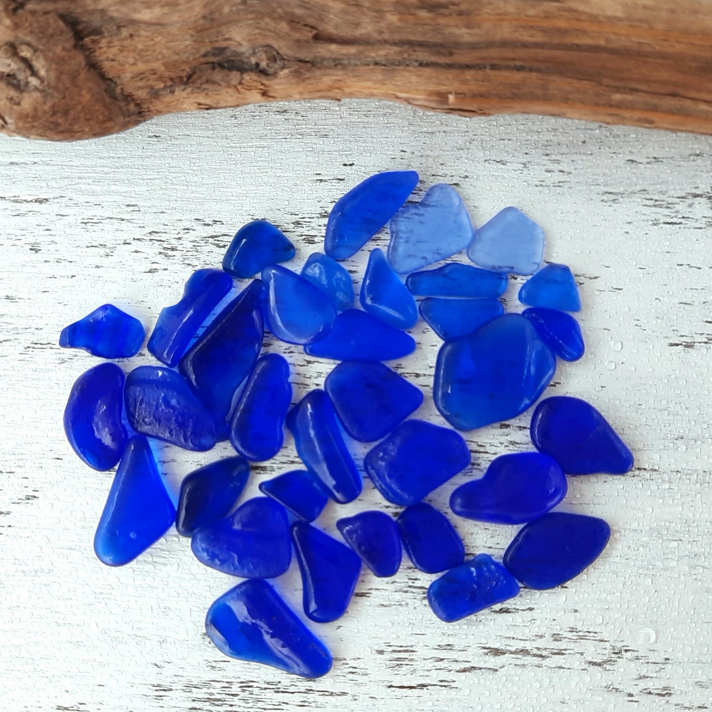 Cobalt Blue Tiny Genuine Sea Glass - Craft Quality - 34 pieces