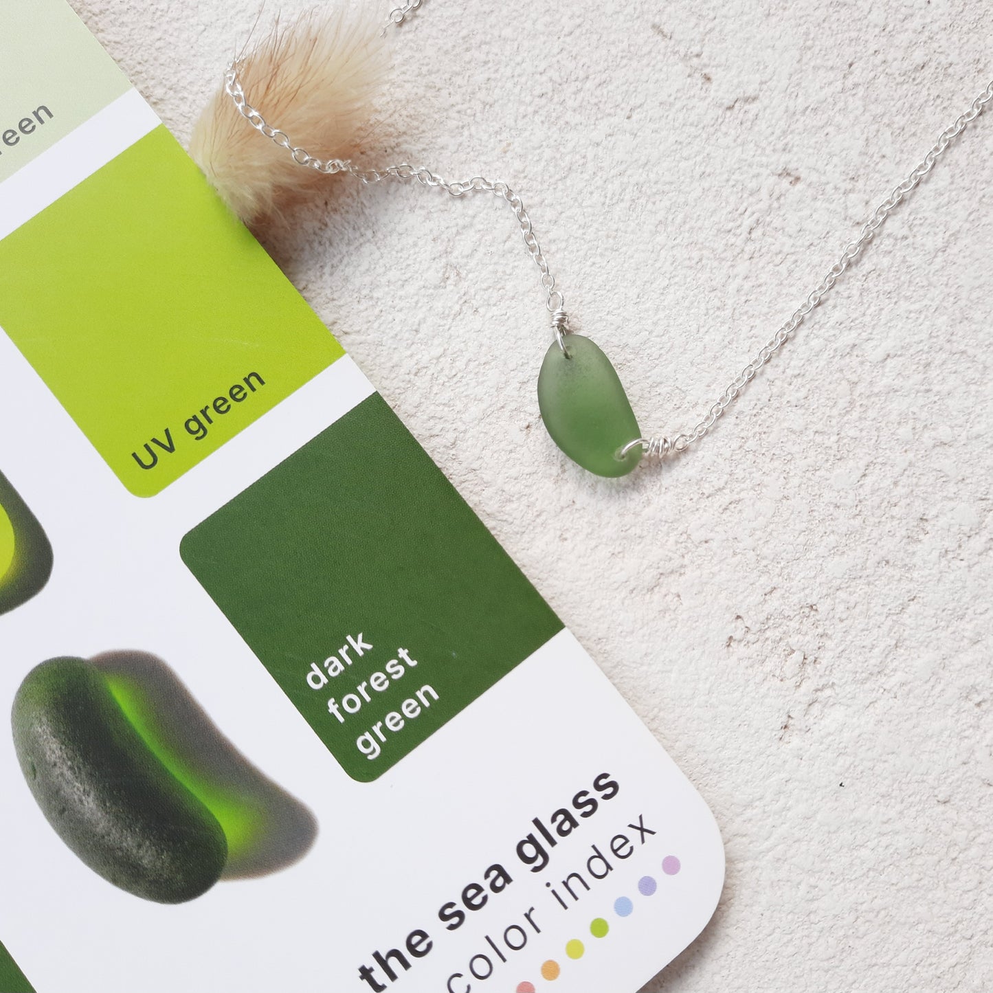 Forest Green Minimalist Sea Glass Necklace