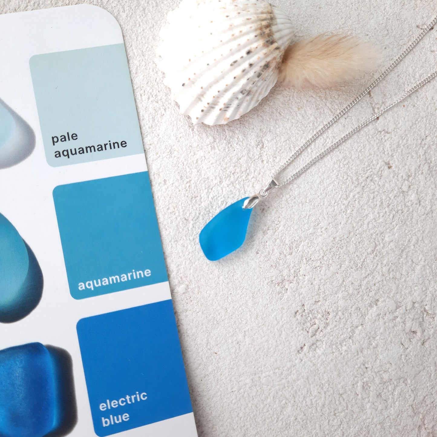 Aquamarine Sea Glass Pendant Necklace