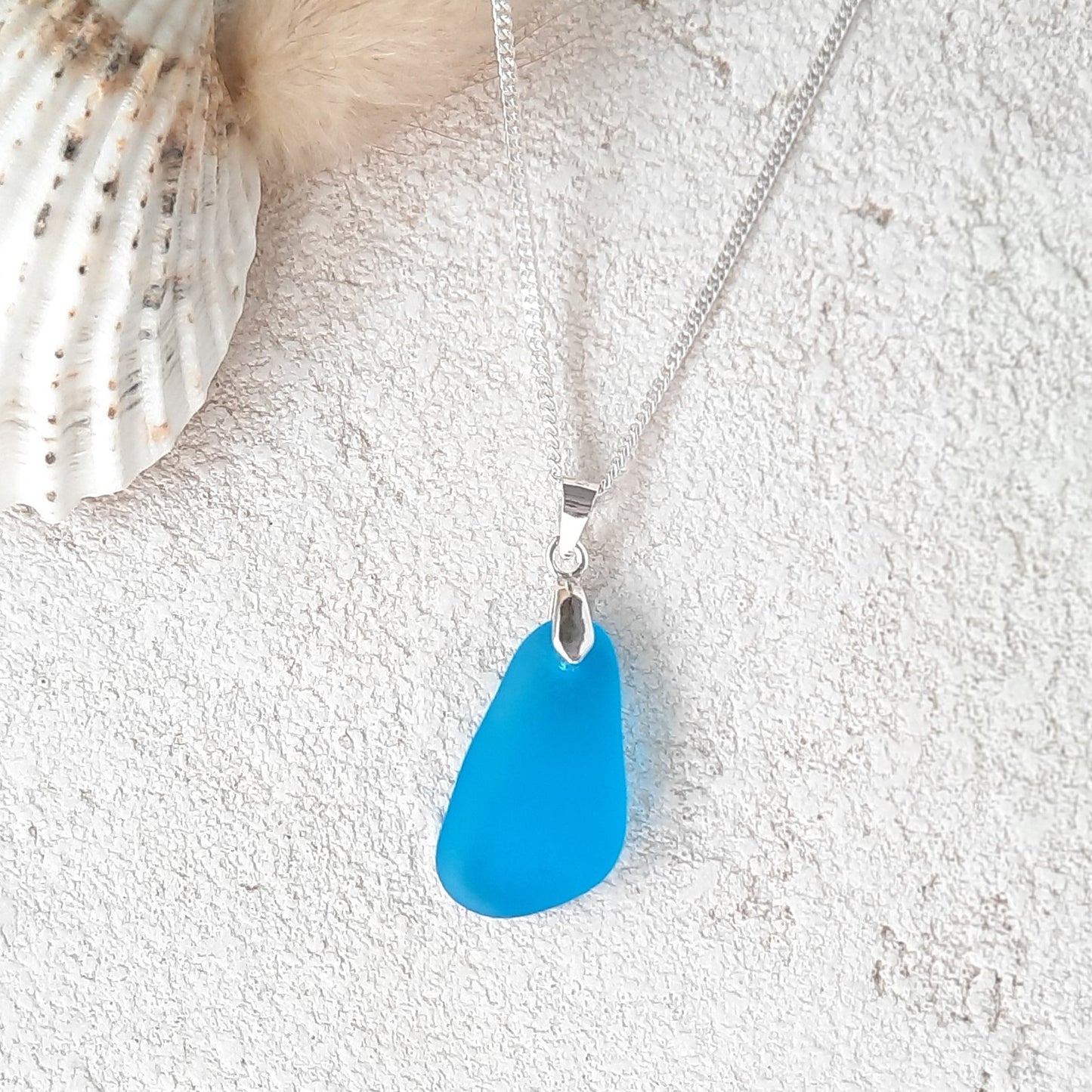 Aquamarine Sea Glass Pendant Necklace