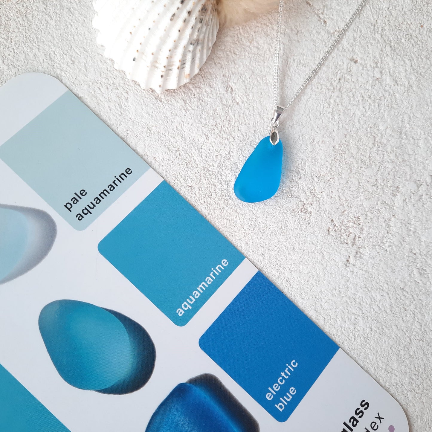 Aquamarine Sea Glass Pendant Necklace