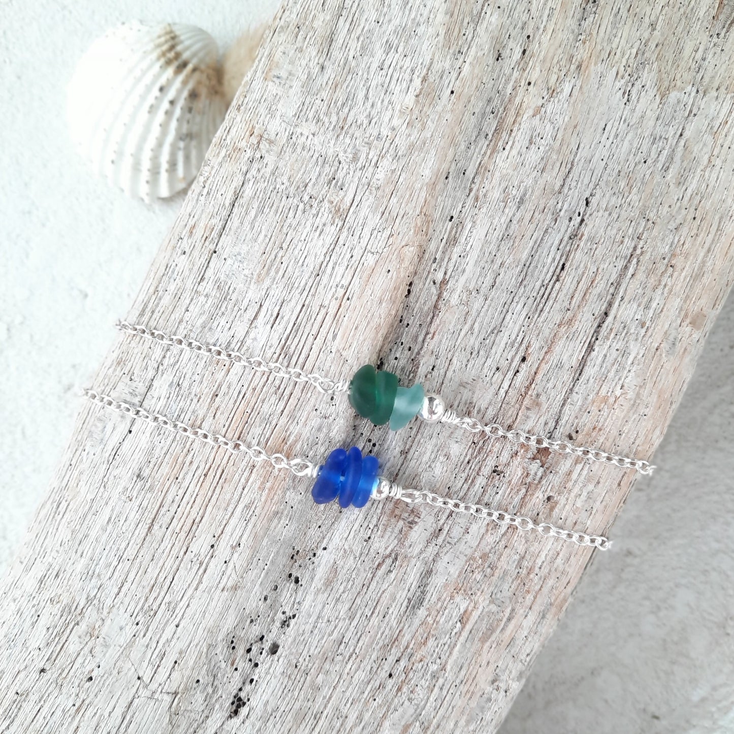 Sterling Silver & Sea Glass Bracelet