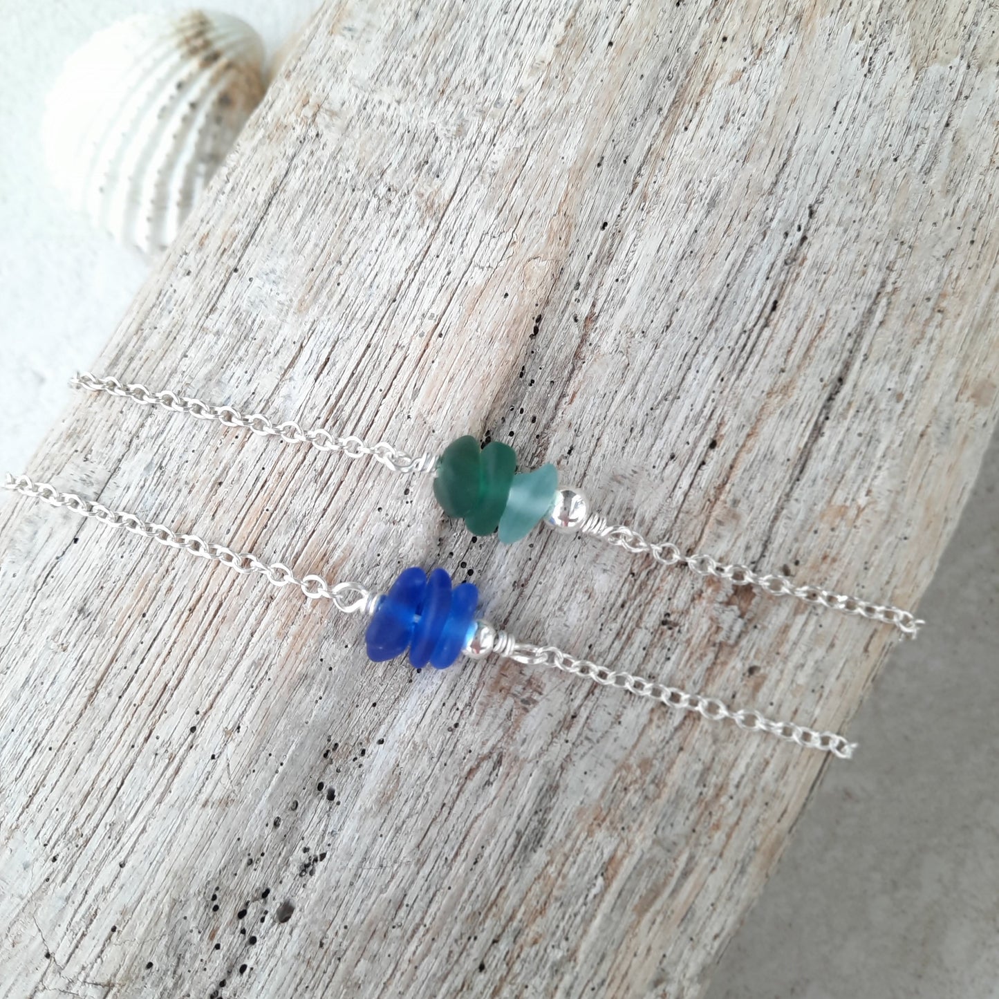 Sterling Silver & Sea Glass Bracelet