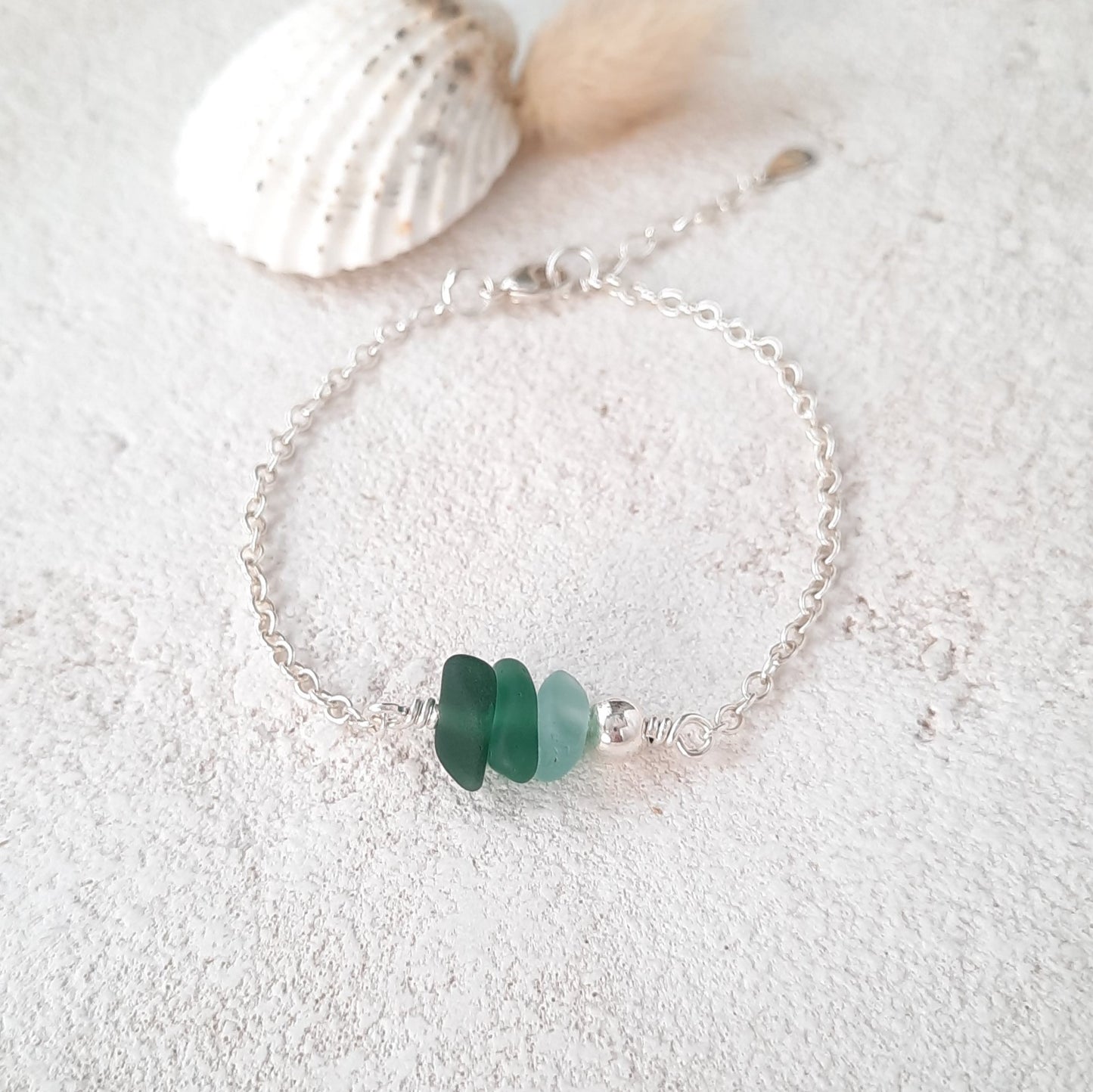 Sterling Silver & Sea Glass Bracelet