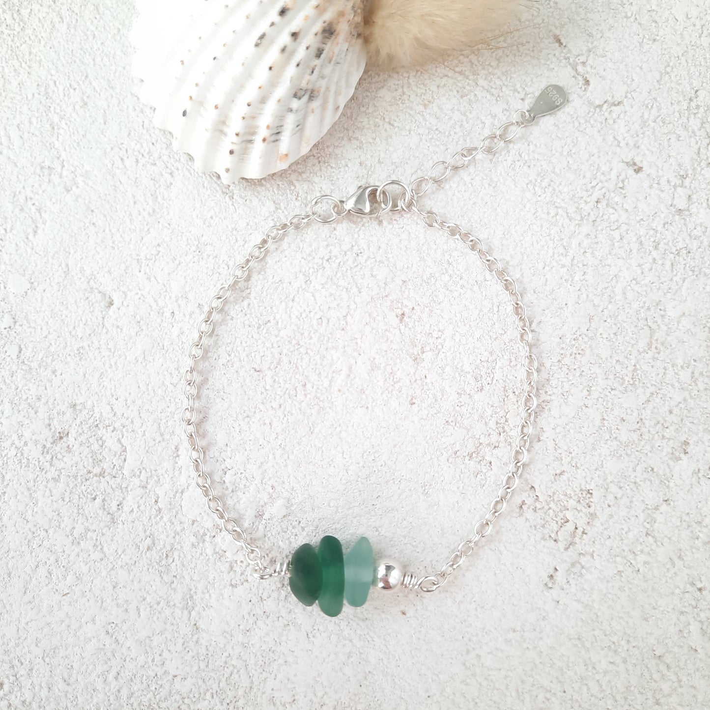 Sterling Silver & Sea Glass Bracelet