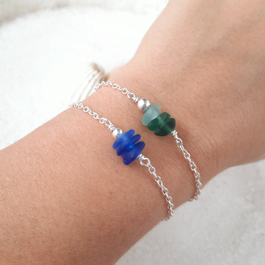 Sterling Silver & Sea Glass Bracelet