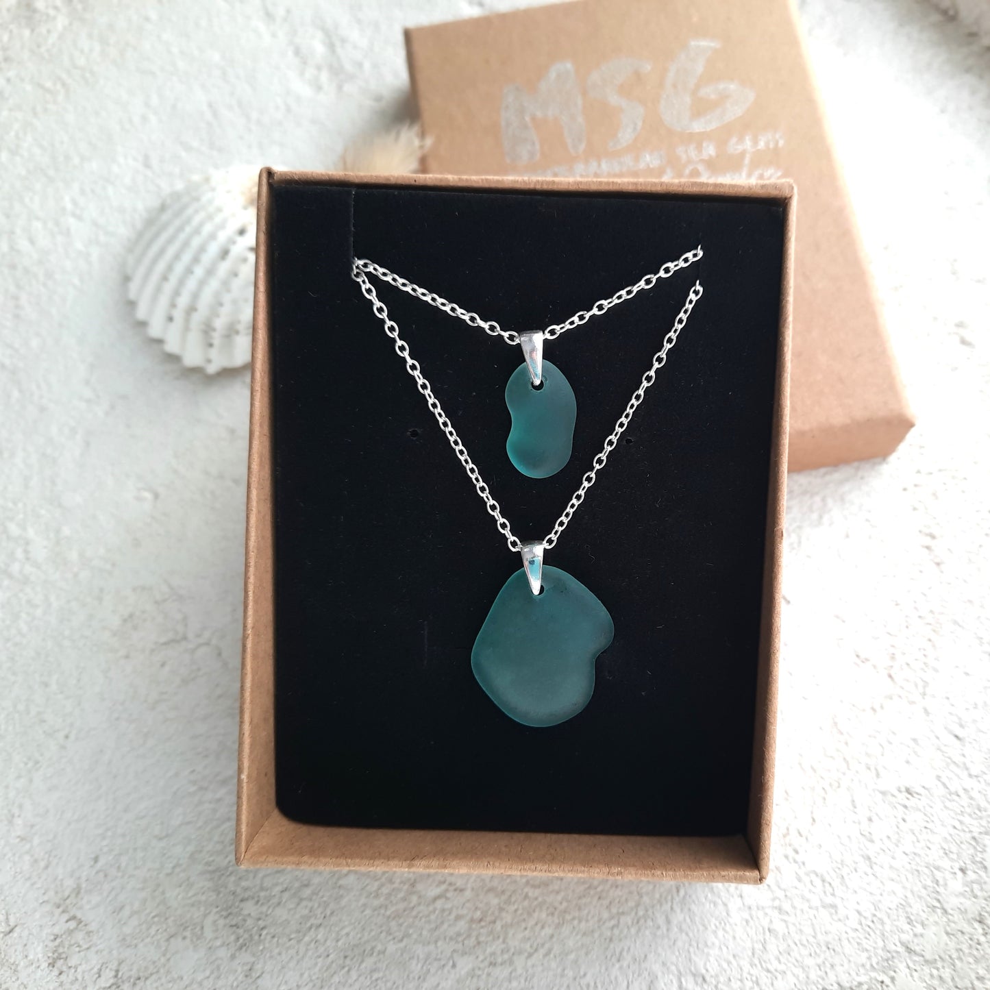 Mother & Daughter Sea Glass 'Puzzle' Necklace
