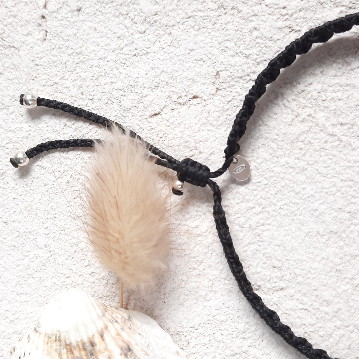 Light Teal Sea Glass & Sterling Silver Macrame Bracelet