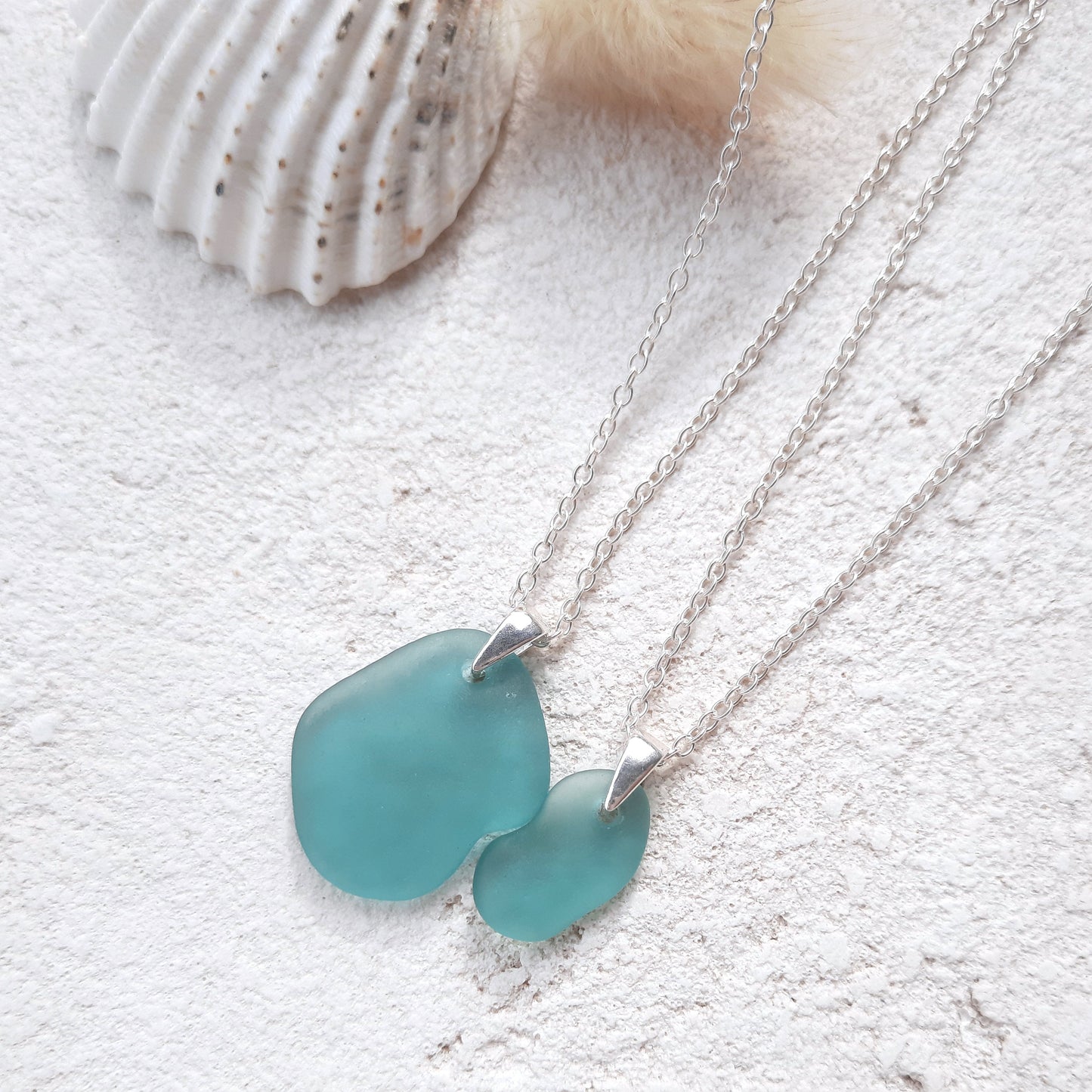 Mother & Daughter Sea Glass 'Puzzle' Necklace