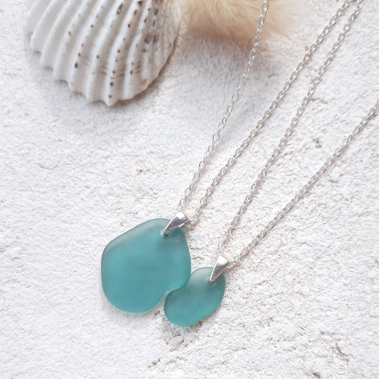 Mother & Daughter Sea Glass 'Puzzle' Necklace