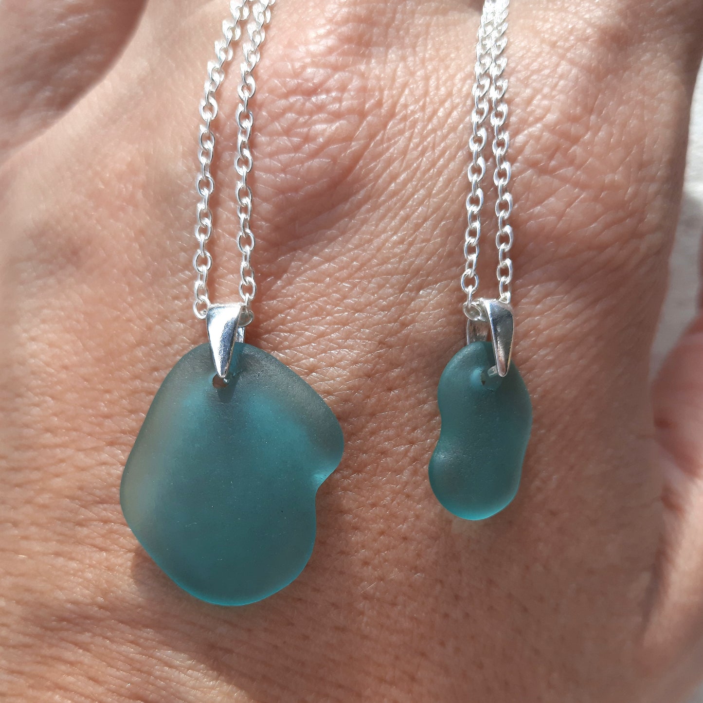 Mother & Daughter Sea Glass 'Puzzle' Necklace
