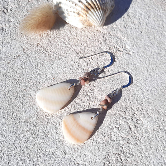 Sea Shell & Rhodonite Statement Earrings