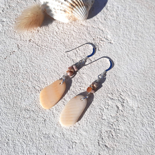 Sea Shell & Rhodonite Statement Earrings