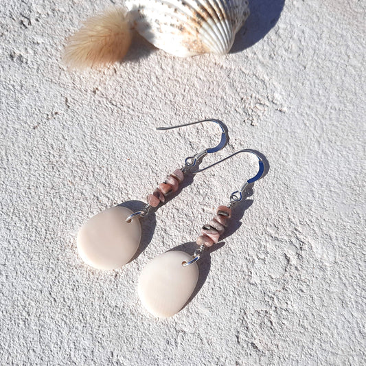 Sea Shell & Rhodonite Statement Earrings
