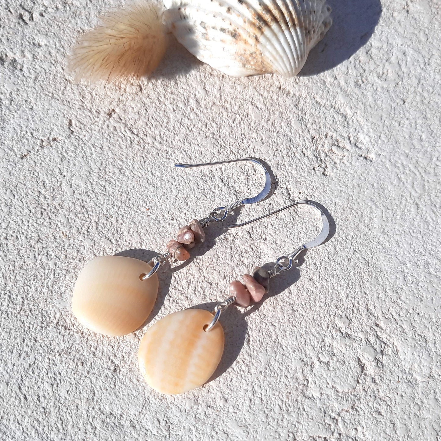 Sea Shell & Rhodonite Statement Earrings