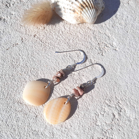 Sea Shell & Rhodonite Statement Earrings