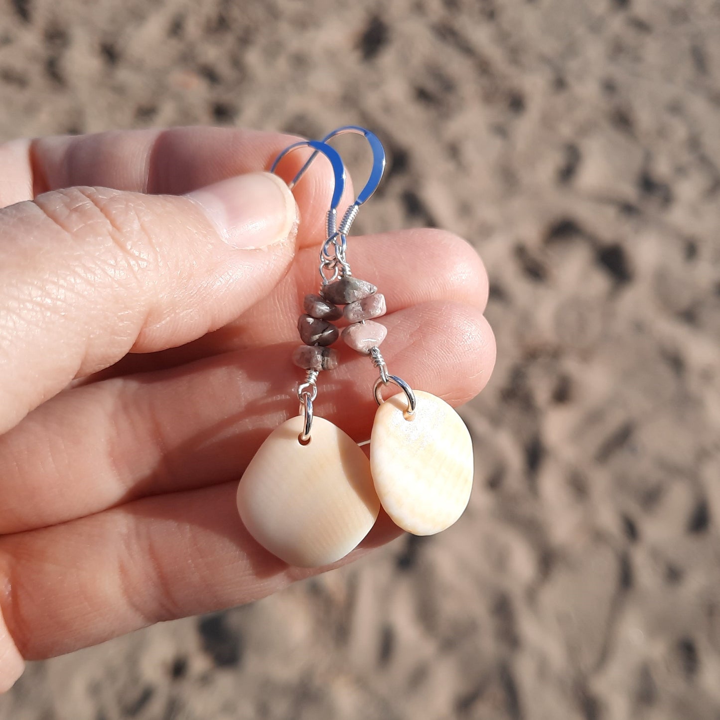 Sea Shell & Rhodonite Statement Earrings