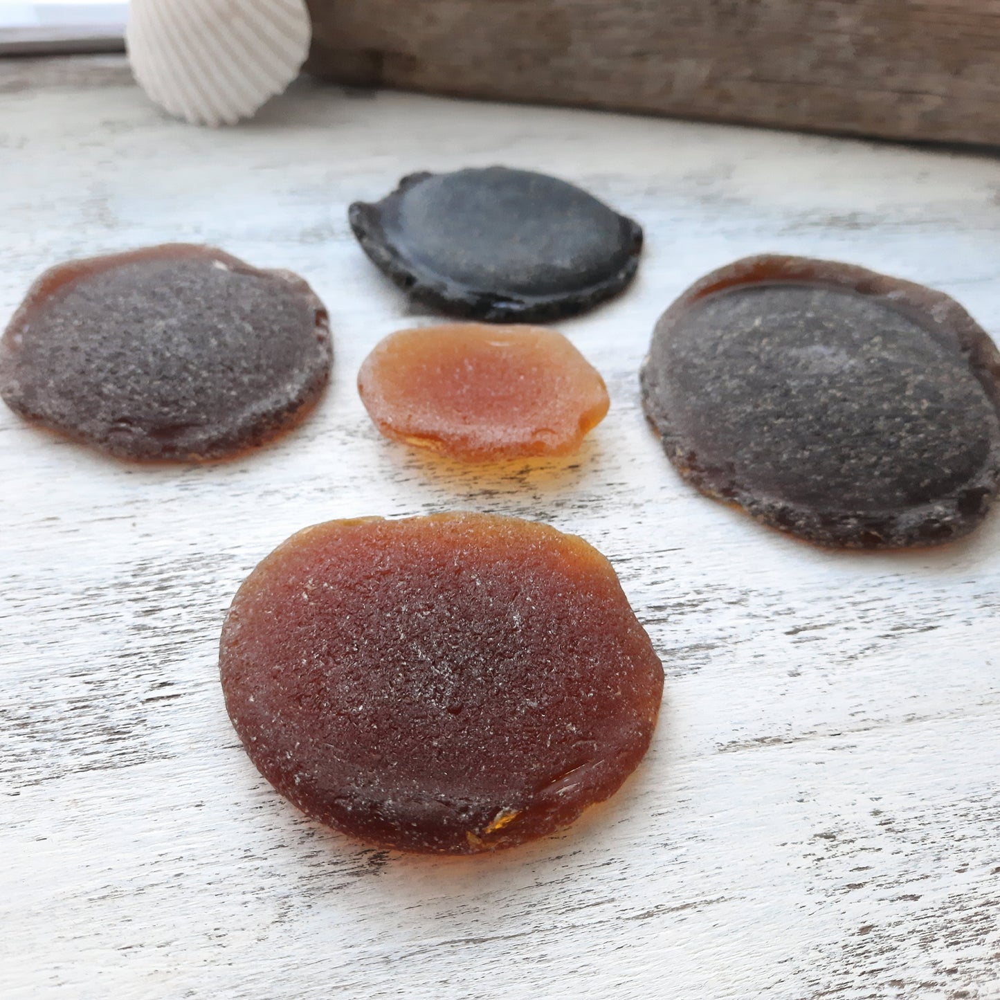 Sea Glass Brown Bottle Bottoms - 5 pieces